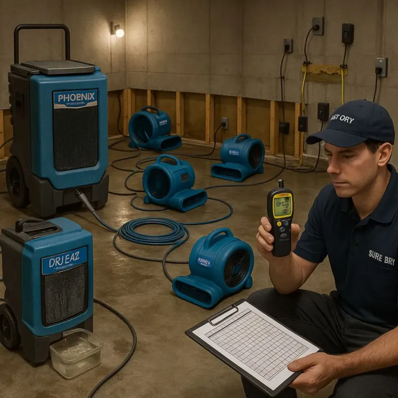 Structural Drying and Dehumidification process in Rolling Hills, CA